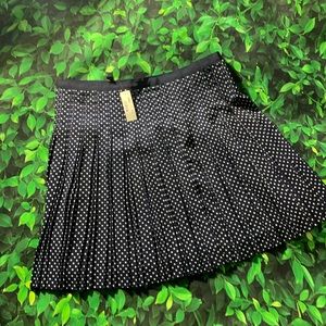 J.CREW Pleated Mini Skirt - Navy Polka Dot NWT